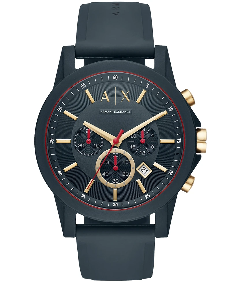 A|X Armani Exchange Men's Chronograph Blue Silicone Strap Watch 47mm