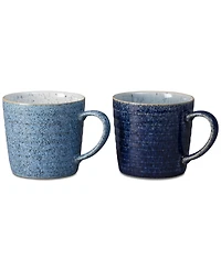 Denby Studio Blue Ridged Mugs, Set of 2