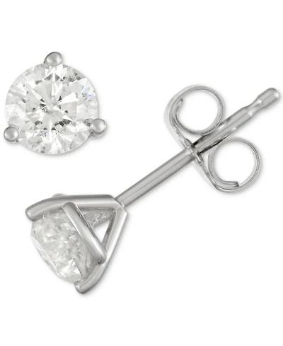 Diamond Three-Prong Stud Earrings (3/4 ct. t.w.) in 14k White Gold