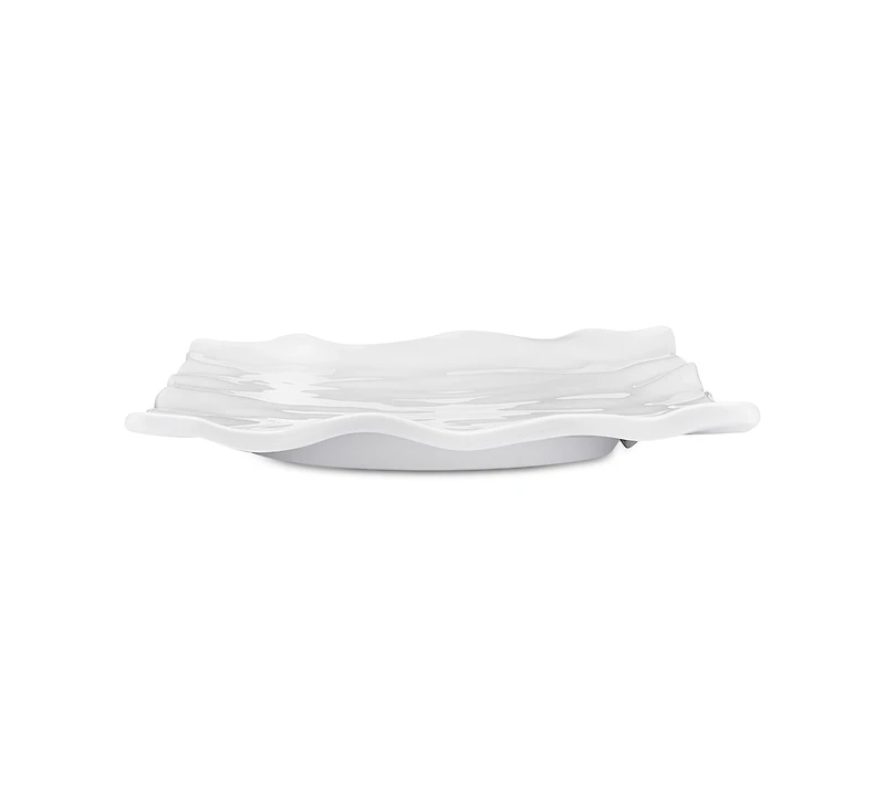 Q Squared Small White Ruffle Melamine Square Platter