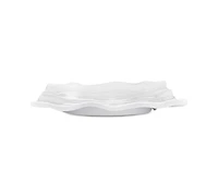 Q Squared Small White Ruffle Melamine Square Platter