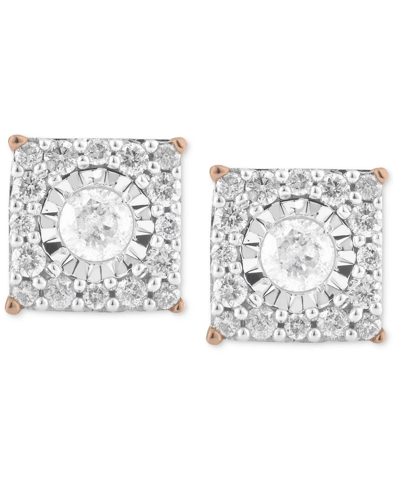 Diamond Cluster Stud Earrings (1/3 ct. t.w.) 14k White Gold, Yellow Gold and Rose
