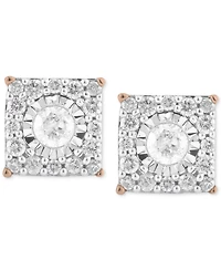 Diamond Cluster Stud Earrings (1/3 ct. t.w.) 14k White Gold, Yellow Gold and Rose