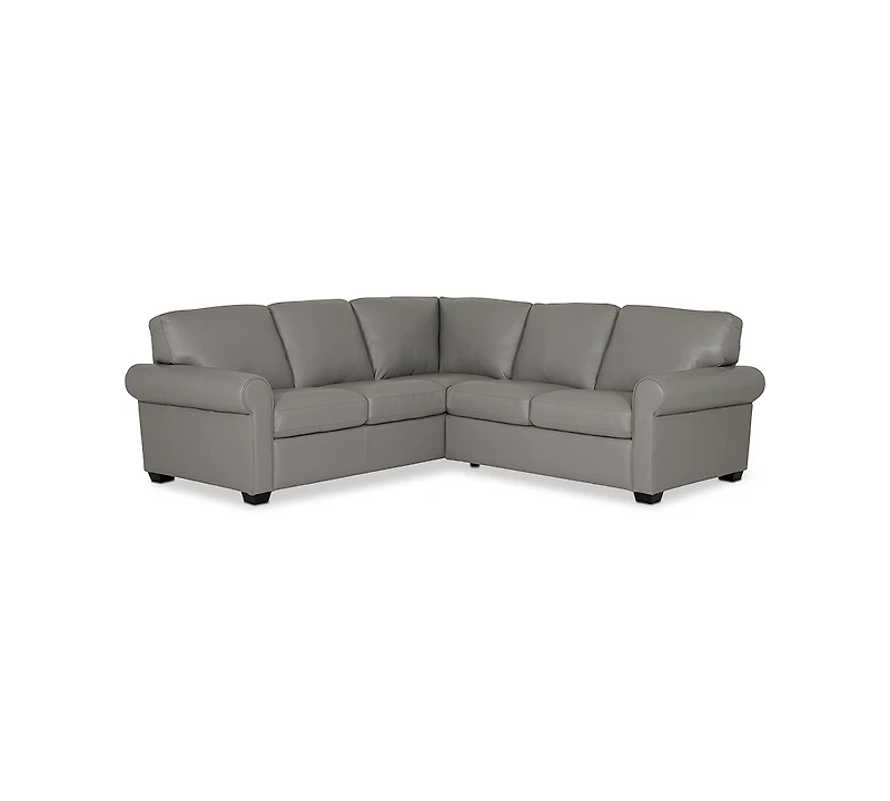 Orid 2-Pc. "L"-Shaped Leather Roll Arm Sectional , Created for Macy's