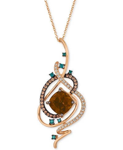 Le Vian Exotics Crazy Collection Chocolate Quartz (3-3/4 ct. t.w.) & Diamond (3/4 ct. t.w.) 18" Pendant Necklace in 14k Rose Gold