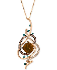Le Vian Exotics Crazy Collection Chocolate Quartz (3-3/4 ct. t.w.) & Diamond (3/4 ct. t.w.) 18" Pendant Necklace in 14k Rose Gold
