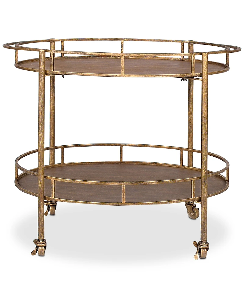 Metal Oval 2-Tier Bar Cart on Casters