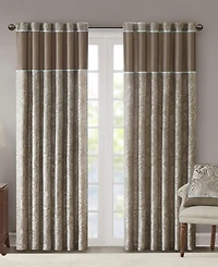 Madison Park Aubrey Jacquard Room Darkening Curtains, Faux Silk Paisley for Bedroom and Living Room, inch length 2 panels set