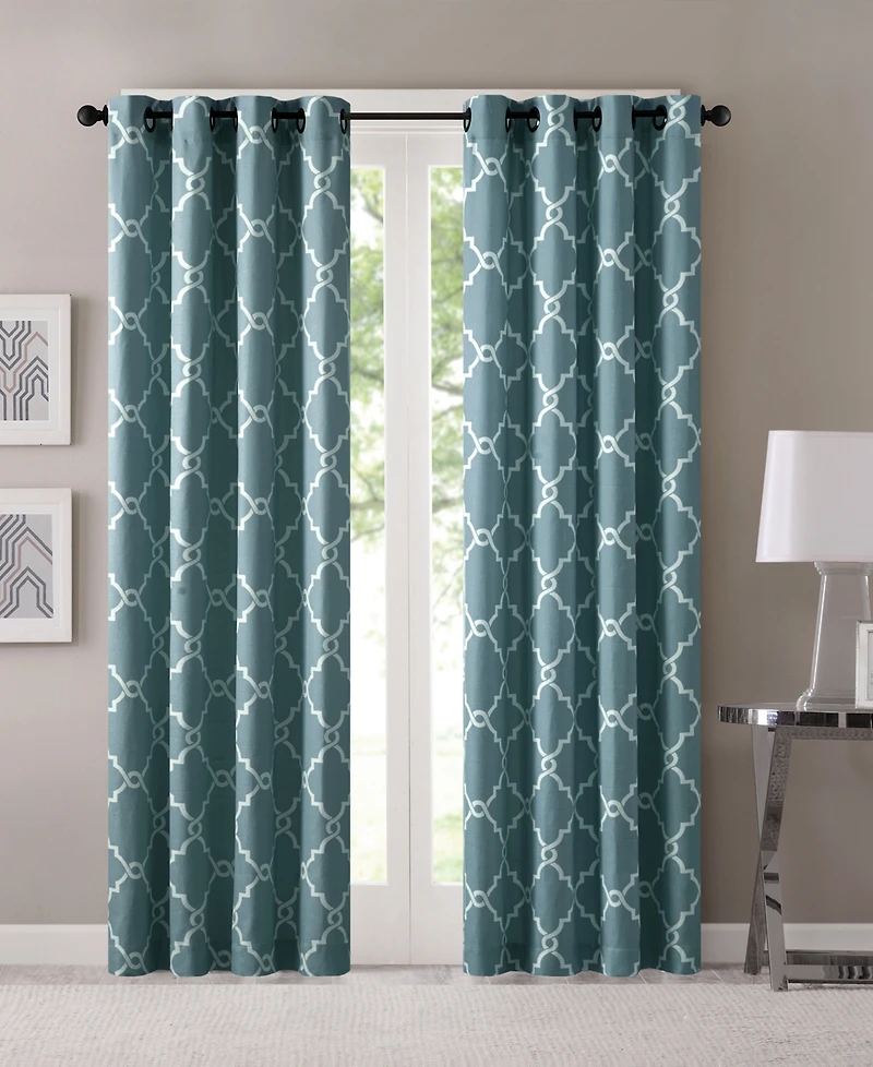Madison Park Saratoga Fretwork Print Grommet Top Window Curtain Panel