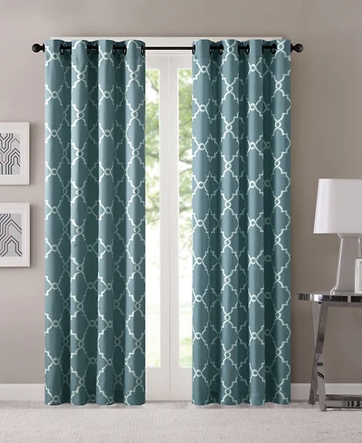 Madison Park Saratoga Fretwork Print Grommet Top Window Curtain Panel