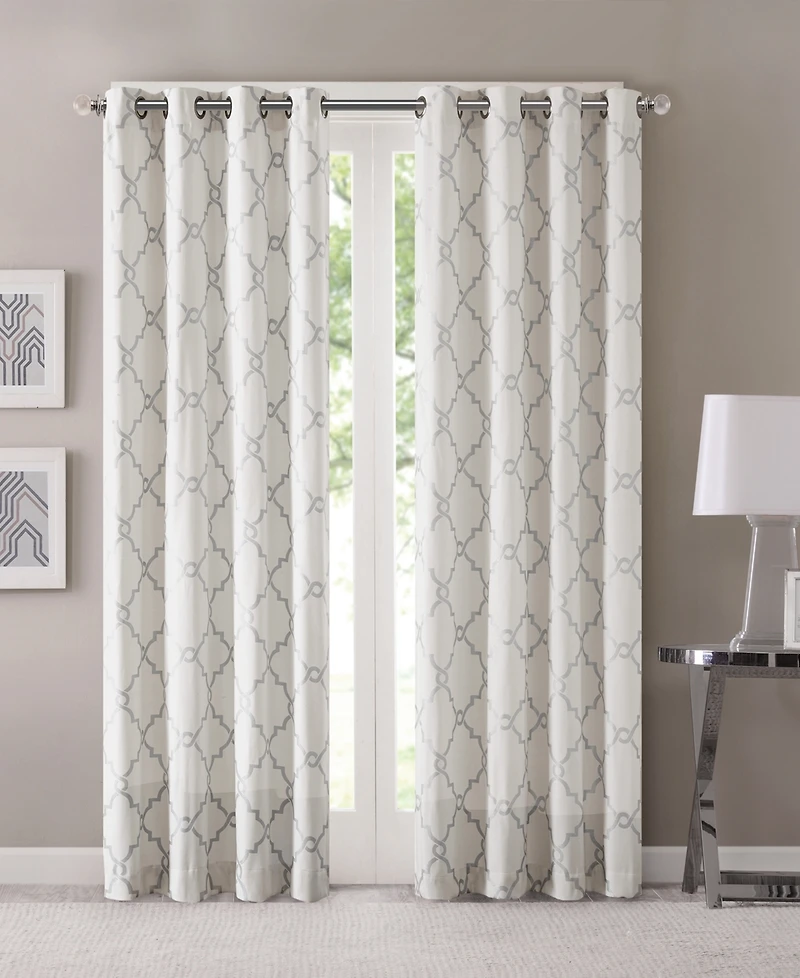 Madison Park Saratoga Fretwork Print Grommet Top Window Curtain Panel