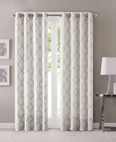 Madison Park Saratoga Fretwork Print Grommet Top Window Curtain Panel