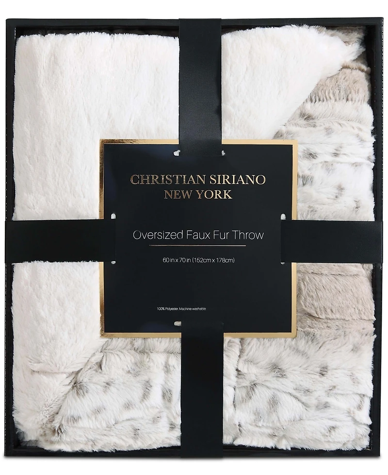Christian Siriano Snow Leopard Luxury Faux-Fur Throw, 60" x 70"