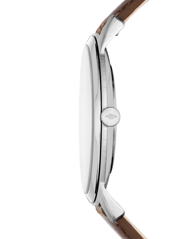 Fossil Men's Minimalist Brown Leather Strap Watch 44mm