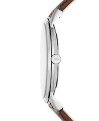 Fossil Men's Minimalist Brown Leather Strap Watch 44mm