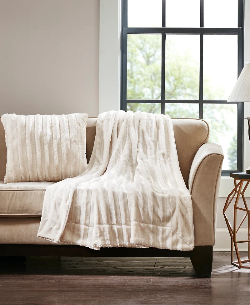 Madison Park Duke Ribbed Faux-Fur Decorative Pillow, 20" x