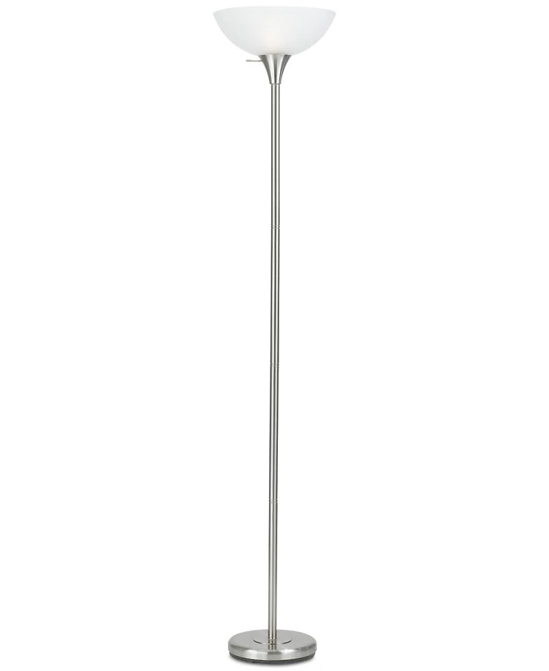 Cal Lighting 3-Way Metal Torchiere Lamp with Glass Shade