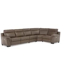 Closeout! Julius Ii 5-Pc. Leather Sectional Sofa With 3 Power Recliners, Power Headrests & Usb Power Outlet, Created for Macy's