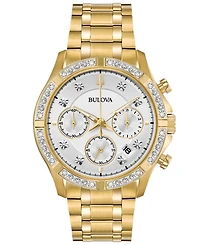 Bulova Men's Chronograph Diamond-Accent Gold-Tone Stainless Steel Bracelet Watch 42mm, Created for Macy's