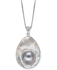 Mabe Blister Pearl (34 x 24mm) 18" Pendant Necklace in Sterling Silver