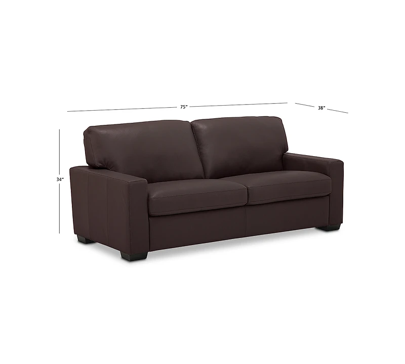 Ennia 75" Leather Apartment Sofa, Created for Macy's