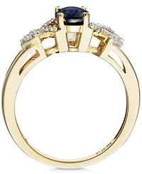 Sapphire and Diamond (1/8 ct. t.w.) Ring 14k Gold (Also Available Emerald & Ruby)
