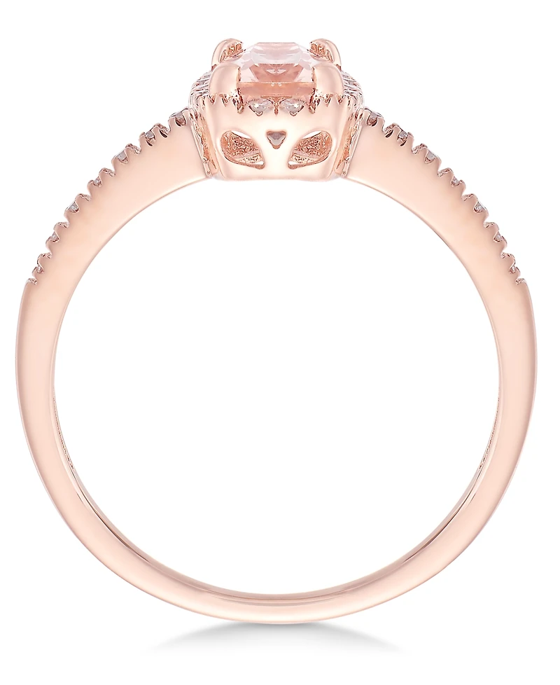 Morganite (3/4 ct. t.w.) and Diamond (1/10 ct. t.w.) Ring in 14k Rose Gold