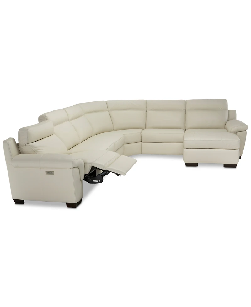 Closeout! Julius Ii -Pc. Leather Chaise Sectional Sofa With 1 Power Recliner, Power Headrest & Usb Power Outlet