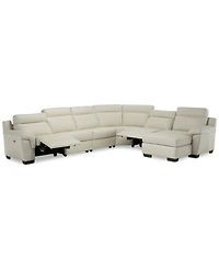 Closeout! Julius Ii 150" 6-Pc. Leather Chaise Sectional Sofa With 2 Power Recliners, Power Headrests & Usb Power Outlet, Created for Macy's