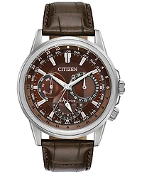 Citizen Eco-Drive Men's Calendrier Brown Leather Strap Watch 44mm