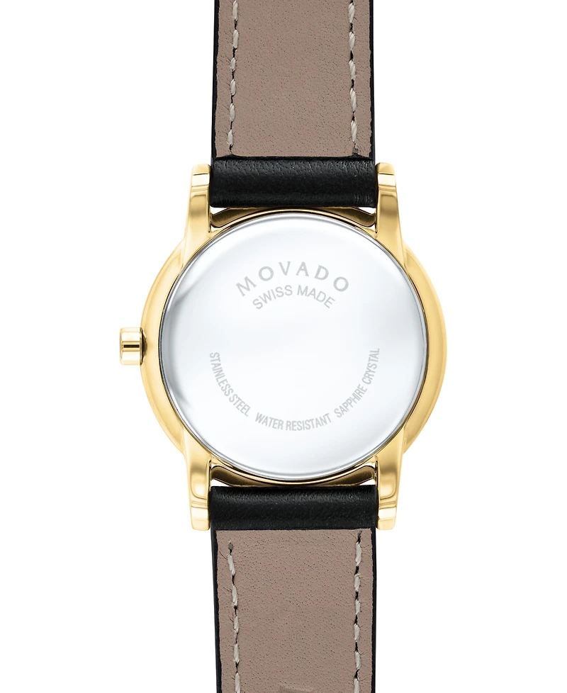Movado Women's Swiss Museum Classic Black Leather Strap Watch 28mm