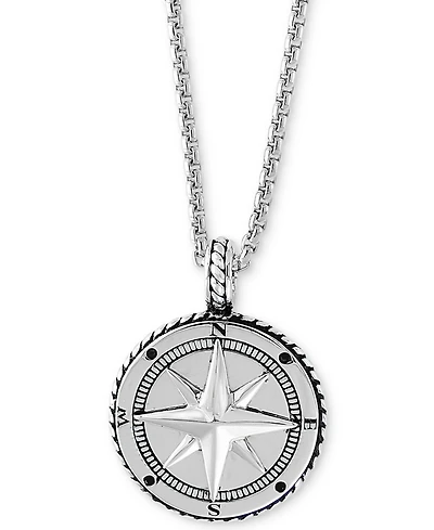 Effy Men's Compass 22" Pendant Necklace in Sterling Silver
