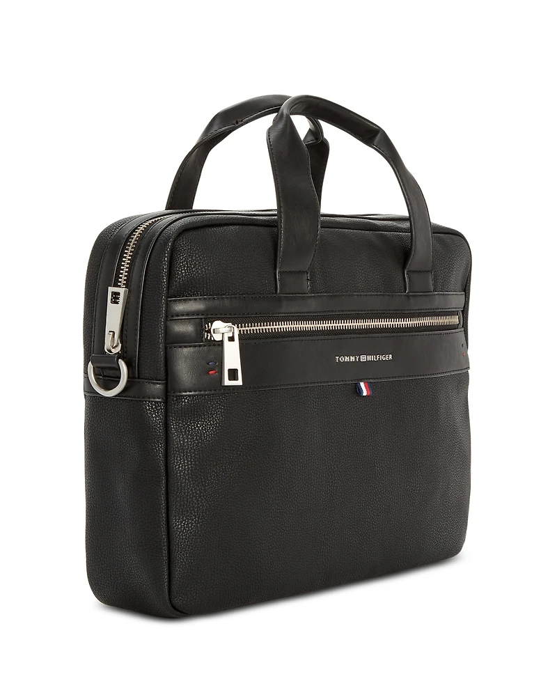 Tommy Hilfiger Men's Pebble Faux-Leather Leo Briefcase