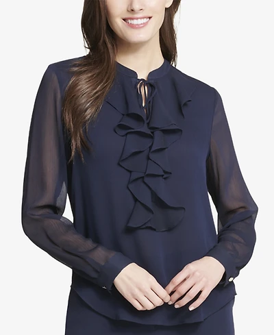 Tommy Hilfiger Women's Ruffled Tie-Neck Blouse
