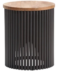 Simpli Home 17.5" Demy Natural Solid Mango Wood and Black Metal Wide Industrial Accent Table