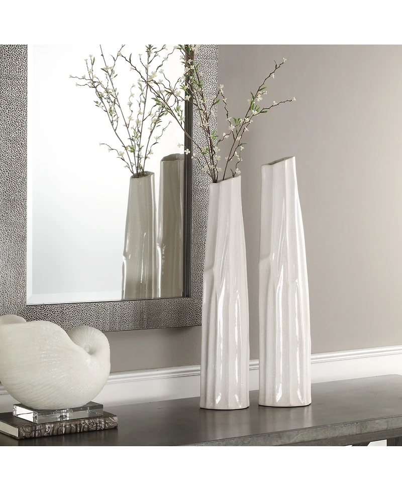 Uttermost Kenley Crackled White Vases, Set of 2