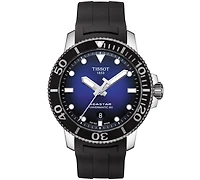 Tissot Men's Swiss Automatic Seastar 1000 Powermatic 80 Black Rubber Strap Diver Watch 43mm