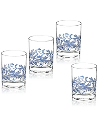 Spode Blue Italian Double Old Fashioned Glasses, Set of 4