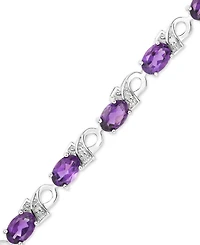Amethyst (6 ct. t.w.) & Diamond Accent Link Bracelet in Sterling Silver (Also available Mystic Topaz)