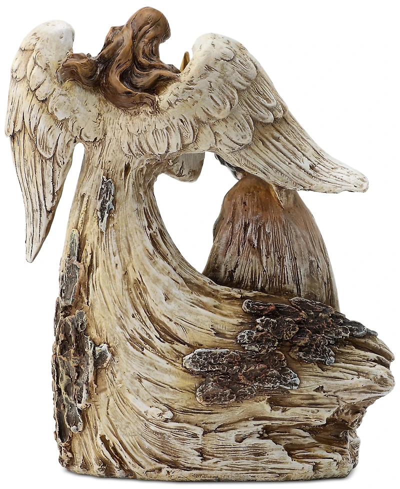 Napco Woodcut Guardian Angel with Holy Family