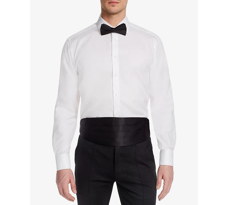 Michelsons of London Men's Classic/Regular Fit Solid French Cuff Tuxedo Shirt