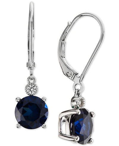 Lab-Grown Sapphire (2-7/8 ct. t.w.) & White Accent Drop Earrings Sterling Silver (Also Available Ruby)