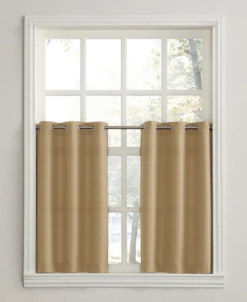 Montego Casual Textured Semi-Sheer Grommet Kitchen Curtain Tier Pair