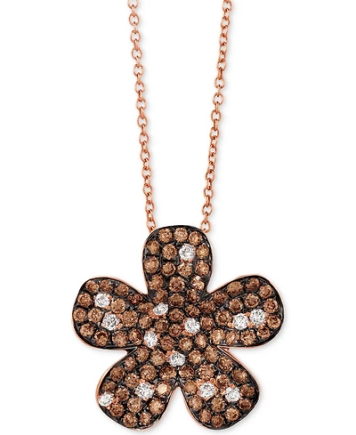 Le Vian Red Carpet Diamond Flower 18" Pendant Necklace (1-3/8 ct. t.w.) in 14k Rose Gold