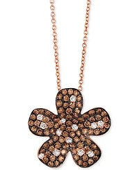 Le Vian Red Carpet Diamond Flower 18" Pendant Necklace (1-3/8 ct. t.w.) in 14k Rose Gold