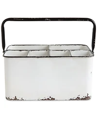 Storied Home Metal Caddy with 6 Compartments, Handle, and Distressed Finish