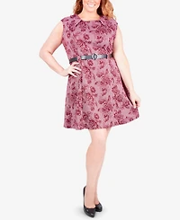 Ny Collection Plus Size Belted Fit & Flare Dress