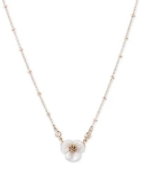 lonna & lilly Gold-Tone Crystal & Imitation Mother-of-Pearl Flower Pendant Necklace, 16" + 3" extender