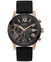 Guess Men's Black Silicone Strap Watch 45mm