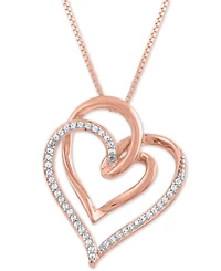 Diamond Intertwining Hearts 18" Pendant Necklace (1/10 ct. t.w.) in 14k Rose Gold-Plate